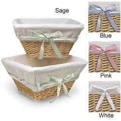 Natural Basket Set with Waffle Liner and Colored Ribbons