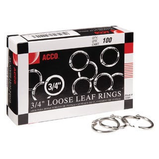 ACCO 3/4-inch Metal Book Rings (Case of 100)