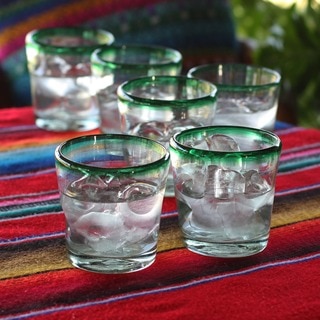 Handmade Recycled Juice glasses, Lime Freeze (set of 6) (MEXICO)
