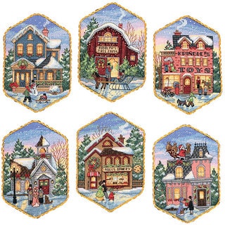 Holiday Village Ornaments Counted Cross Stitch Kit (Set of 6)