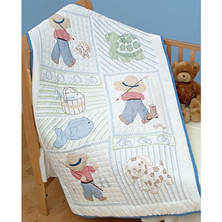 Stamped White Quilt Top with Dreamland Design for Crib