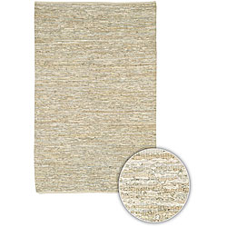 Artist's Loom Hand-woven Casual Reversible Natural Eco-friendly Leather Rug (2'6x7'6)