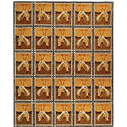Safavieh Hand-hooked Country Hens Gold Wool Rug (7'9 x 9'9)