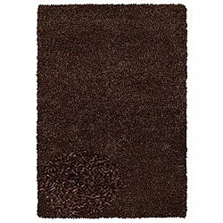 Hand-woven Shaggy Brown Polyester Rug (5' x 8')