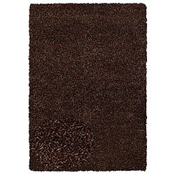 Hand-woven Shaggy Brown Polyester Rug (6' x 9')