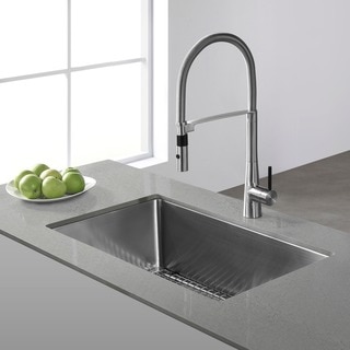 KRAUS 32 Inch Undermount Single Bowl 16 Gauge Stainless Steel Kitchen Sink with NoiseDefend Soundproofing