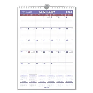 AT-A-GLANCE Monthly Wall Calendar with Ruled Daily Blocks, 12 x 17, White, 2018