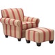 Handy Living Mira 8-way Hand-tied Crimson Red Stripe Arm Chair and Ottoman