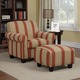 Handy Living Mira 8-way Hand-tied Crimson Red Stripe Arm Chair and Ottoman