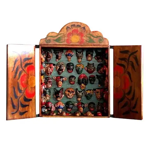 Wood 'Mask Collection' Retablo - Brown