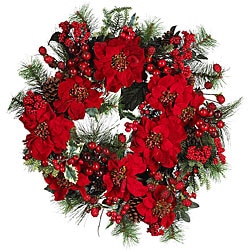 Festive Poinsettia Wreath