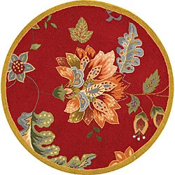 Safavieh Hand-hooked Botanical Red Wool Rug (3' Round)