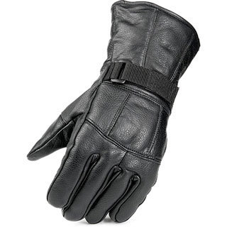 Raider Men's Black Leather Fleece-lined Gloves with Adjustable Wrist Closure