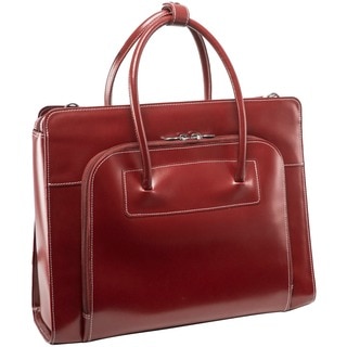 McKlein Women's Red Lake Forest Italian Leather Laptop Tote