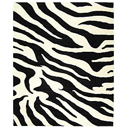 Safavieh Handmade Soho Zebra Wave White/ Black N. Z. Wool Rug (9'6 x 13'6)