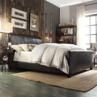 INSPIRE Q Tuscany Villa Dark Brown Upholstered Sleigh Bed
