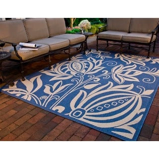 Safavieh Indoor/ Outdoor Andros Blue/ Natural Rug (4' x 5'7)