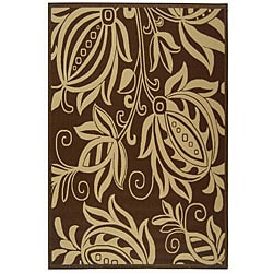 Safavieh Indoor/ Outdoor Andros Chocolate/ Natural Rug (8' x 11')