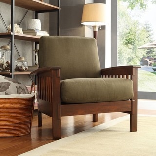 Tribecca Home Hills Mission-Style Oak Accent Chair