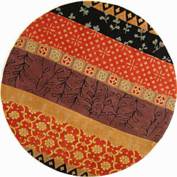 Safavieh Handmade Rodeo Drive Bohemian Collage Rust/ Gold Wool Rug (7' 9 x 7' 9 Round)