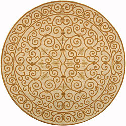 Safavieh Hand-hooked Iron Gate Ivory/ Gold Wool Rug (3' Round)