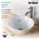 Thumbnail 25, Kraus 3-in-1 Set White Round Ceramic Vessel Sink Ramus Faucet w/ Drain. Changes active main hero.