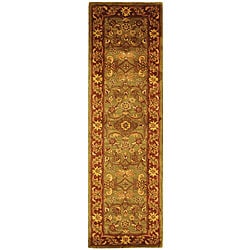 Safavieh Handmade Golden Jaipur Green/ Rust Wool Runner (2'3 x 14')