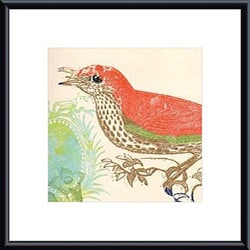 Swan Papel 'Red Bird' Metal Framed Art Print