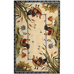 Safavieh Hand-hooked Roosters Ivory Wool Rug (5'3 x 8'3)
