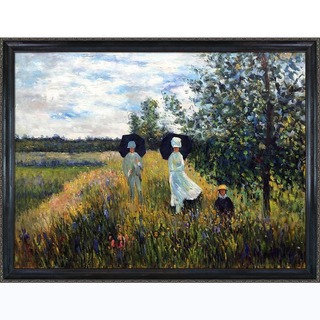 Monet 'Walking Near Argenteuil' Hand-painted Canvas Art