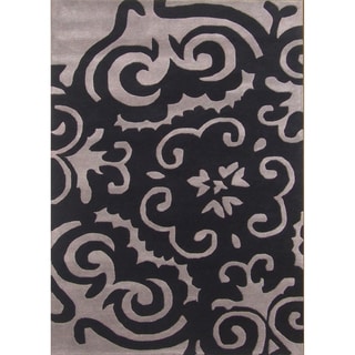 Alliyah Handmade Black New Zealand Blend Wool Rug (5' x 8')