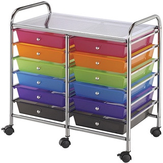 Blue Hills Studio Multicolor 12-drawer Double-wide Storage Cart