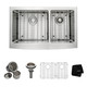 KRAUS 33 Inch Farmhouse Double Bowl Stainless Steel Kitchen Sink with NoiseDefend Soundproofing