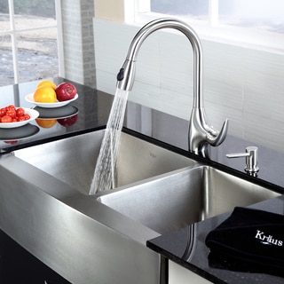 Kraus 36-inch Farmhouse Apron Double-bowl Steel Kitchen Sink