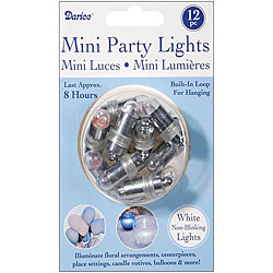 Non-blinking Disposable 8-hour White Mini Party Lights (Pack of 12)