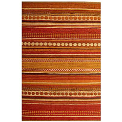 Hand-woven Sindhi Rust Jute Rug (5' x 8')