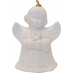 Goebel 2009 White Angel Bell Holiday Ornament