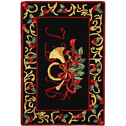 Safavieh Hand-hooked Noel Black Wool Rug (1'8 x 2'6)
