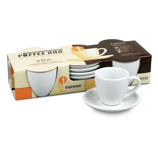 Konitz Coffee Bar 'Espresso' 2-oz White Cups/ Saucers (Set of 4)