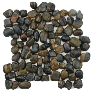 SomerTile 12x12-in Riverbed Tiger Eye Natural Stone Mosaic Tile (Pack of 10)
