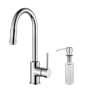 KRAUS Single-Handle Kitchen Faucet with Pull Down Dual-Function Sprayer and Soap Dispenser in Chrome