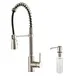 KRAUS Commercial-Style Single-Handle Kitchen Faucet with Pull Down Three-Function Sprayer and Soap Dispenser in Stainless Steel