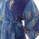 Blue Welcome Handmade Artisan Designer Women's Clothing Fashion Blue Gray Gold Purple Stars Suns Batik Bath Robe (Indonesia) - Thumbnail 2