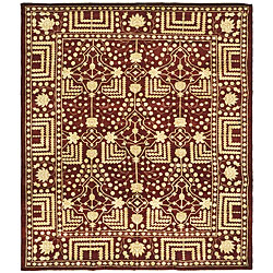 Indo Kazak Hand-knotted Maroon Wool Rug (9' x 12')