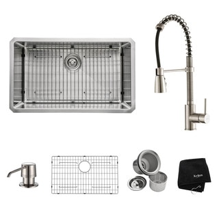 Kraus Kitchen Combo Set Stainless Steel 30-inch Undermount Sink with Faucet