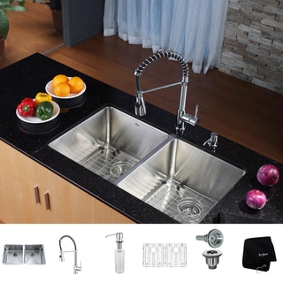 Kraus Kitchen Combo Set Stainless Steel 33-inch Undermount Sink with Faucet