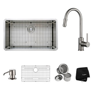 Kraus Kitchen Combo Set 30-inch Stainless Steel Undermount Sink with Faucet