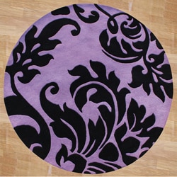 Alliyah Handmade Purple New Zealand Blend Wool Rug (6' Round)