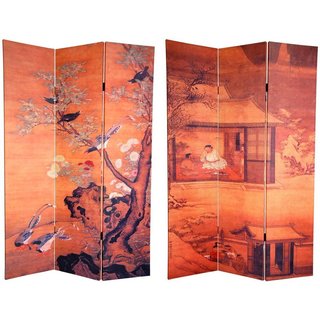 Canvas Double-sided 6-foot Chinese Landscapes Room Divider (China)
