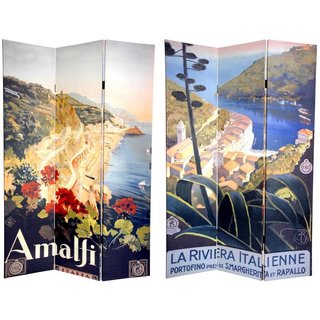 Canvas Double-sided 6-foot Amalfi and Riviera Room Divider (China)